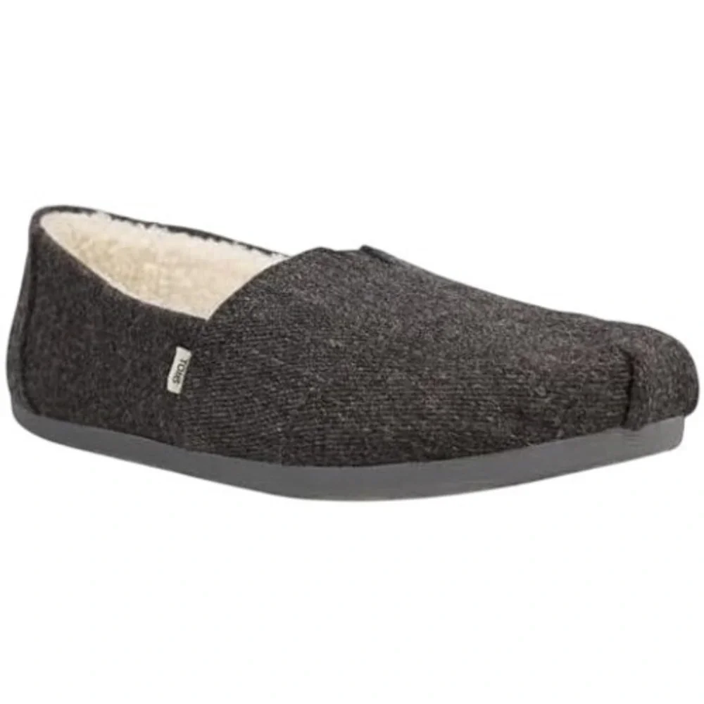 237. TOMS Women's Alpargata Loafer Smoke Grey Repreve Heavy Twill/Faux Shearling